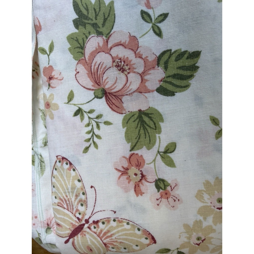Vintage Cannon Monticello Floral w Butterflies Full Size Flat Sheet & Pillowcase